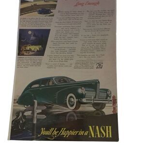 Vintage 1940 Nash You’ll Be Happier in a Nash Ad Advertisement